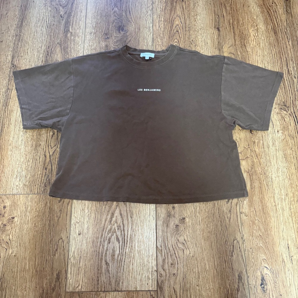 Les Benjamins Brown Cropped Graphic TShirt Small Turbo Sport Streetwear Tee Boxy